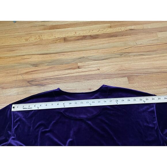 J. Jill Women's L Purple Blouse Velvet Tunic Oversized Holiday Classic Party - Picture 8 of 9